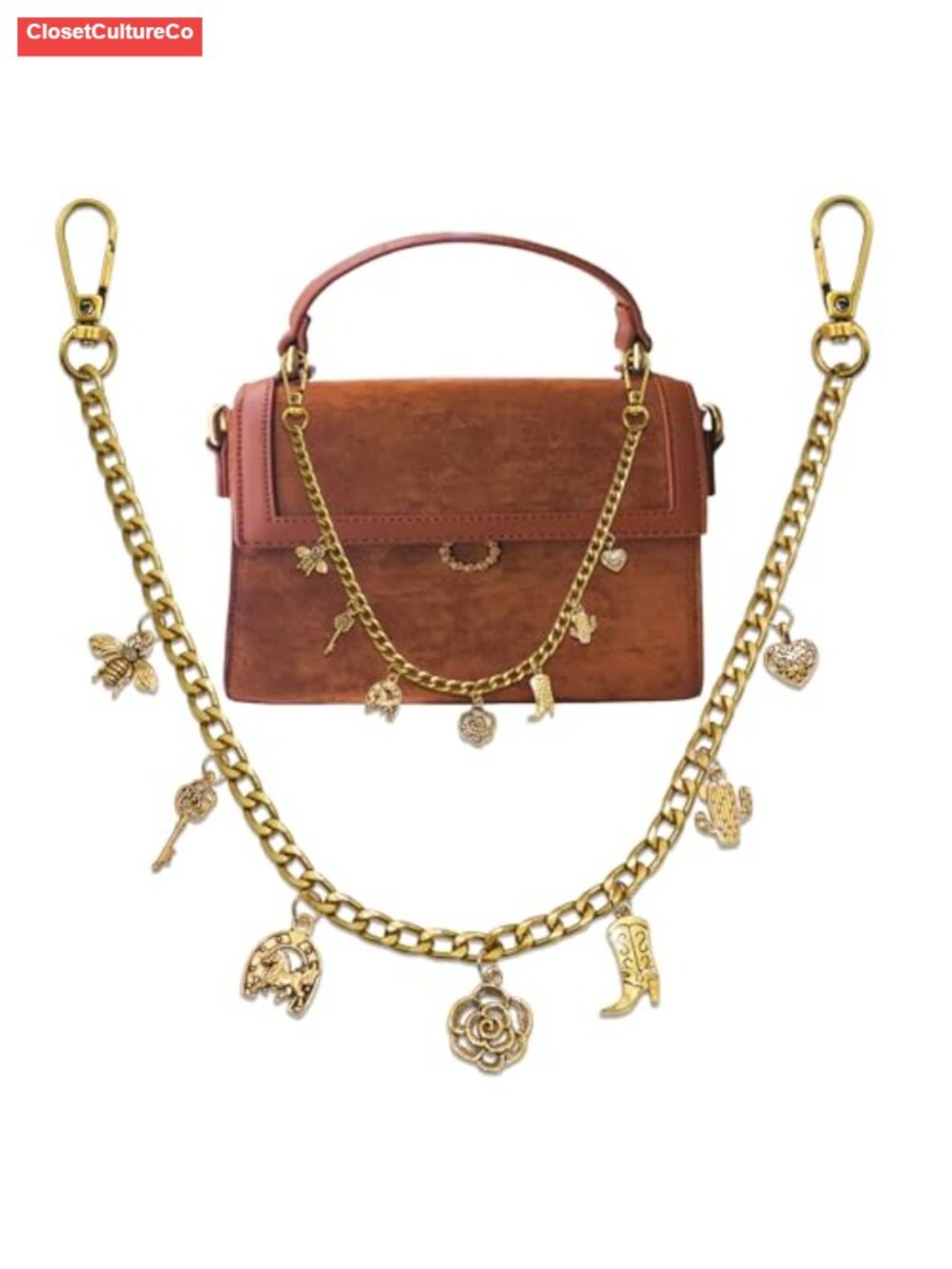 Western Purse Chain Bag Charm Keychain Alloy 18.3" Handbag Accessory